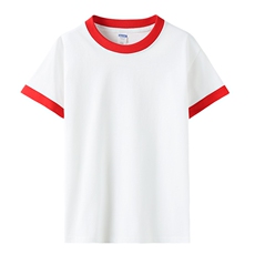 高品质纯棉撞边圆领儿童T恤男女童宽松精梳棉短袖宝宝演出班服，童装T恤，初丹羊绒童装