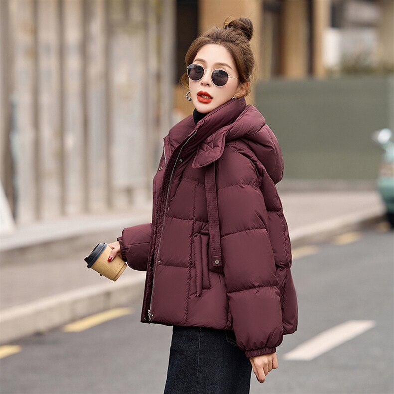 欧洲站2025冬季新款连帽白鸭绒羽绒服小个子宽松外套百搭,女装羽绒服,朵莱米