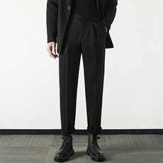 秋冬松紧腰毛呢西裤修身百搭商务垂感九分西裤中高腰长裤M6，男装休闲裤，星座1116A-2（原606A-1）