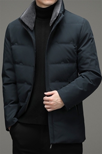 2023秋冬季新款立领白鸭绒外套中年男士休闲加厚保暖羽绒服男装图片