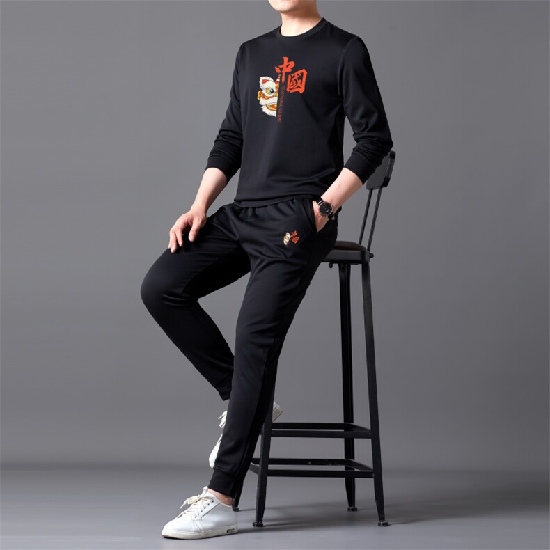 运动卫衣套装2023春季中青年爸爸男装商务休闲运动服两件套针织衫,男装休闲套装,电商B212（原钱塘6029）