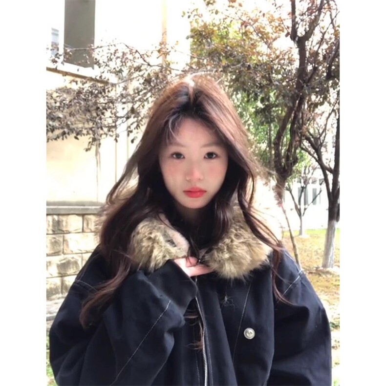 现货重磅boxy短款棉衣座山雕大毛毛领男女棉服水洗工装厚外套,男装棉衣,电商A443