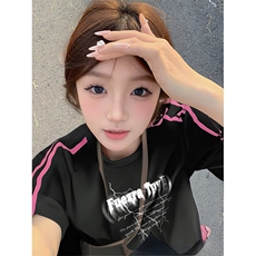 抖音得物品质二开240克宽松纯棉美式潮牌印花三条杠中性风短袖T恤，男装T恤，电商A486