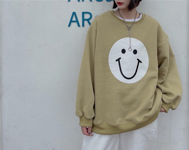 2021年冬季新款加绒加厚大版卫衣，女装卫衣/绒衫，咖啡色