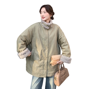 90绒！中长款羊羔毛领工装派克羽绒服R2C086-2611P285K418图片