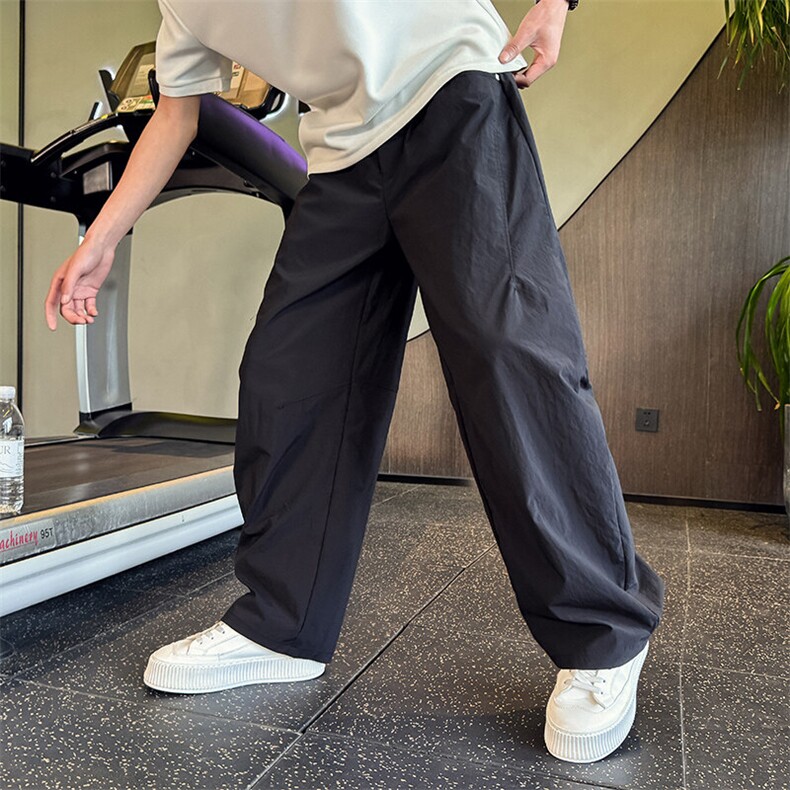K20513-P68  夏季新款纯色宽松高级感弯刀休闲裤男高街阔腿速干裤图片