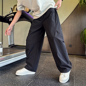 K20513-P68  夏季新款纯色宽松高级感弯刀休闲裤男高街阔腿速干裤图片