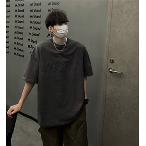 港风钢印字母潮短袖T恤男DT77775P25块特价控48：供抖音视频