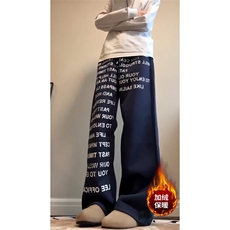 时尚纯色字母印花加绒休闲裤，A061-AX01699JR-特P50-视频截图，男装卫衣，电商A061