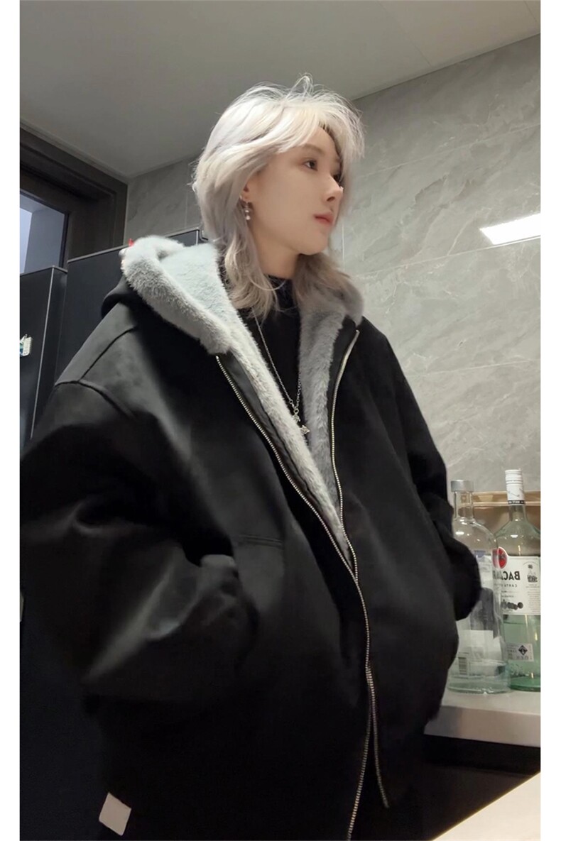 冬季加绒保暖连帽棉衣外套雾面PU皮男女座山雕棉服MF3677-特P98,男装棉衣,电商B295