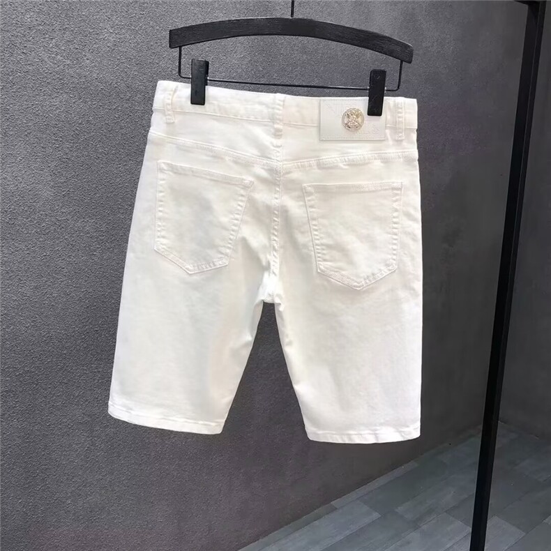 巨帅气青年牛仔短裤男夏季薄款2025年新款夏天男士白色五分牛仔裤,男装休闲裤,电商B212（原钱塘6029）