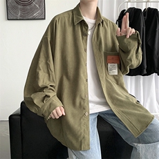 秋装新款港风宽松长袖衬衫日系复古灯芯绒夹克外套百搭H215/P50，男装夹克，钱塘713