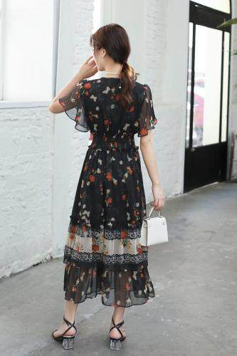 《现货》夏季新款长款碎花连衣裙，女装连衣裙，宫廷韵色