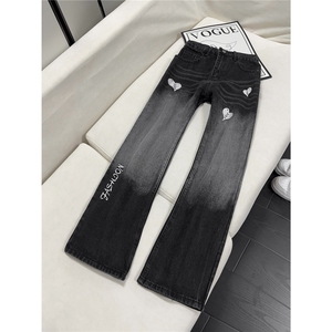 B221 美式ins高街暗黑刺绣修身微喇牛仔裤LK25606-特P45控78,男装牛仔裤,电商B221