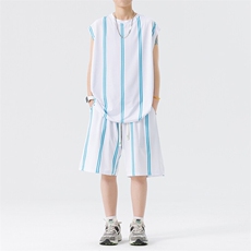 新款两件套装坎肩背心夏季篮球学生无袖衣服五分短裤TZ8979，男装牛仔裤，星座210-1