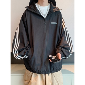 新三道杠冰丝防晒衣男夏潮轻薄透气防紫外线连帽防晒服FS5526 P43图片
