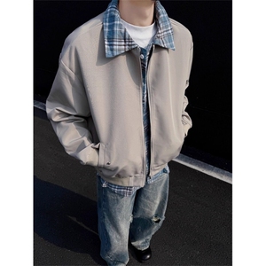 老钱风假两件外套男春季新款拼接撞色宽松夹克AHY206-P64图片