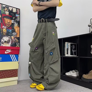 美式设计复古休闲裤女高街显瘦通勤工装裤KZ0126-P70图片