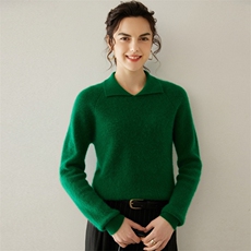 元宝针加厚！娃娃领baby小山羊绒衫女针织打底衫polo领宽松毛衣，女装羊绒衫，轩妮羊绒