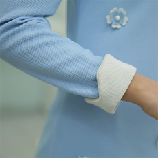 时尚优雅蓝色长袖连衣裙修身显瘦花朵装饰，女装连衣裙，雅佳俏
