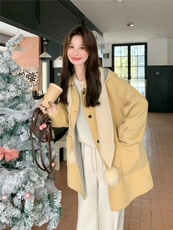 韩版减龄双面羊绒大衣女高级感中长款毛呢外套，女装毛呢外套，2C007
