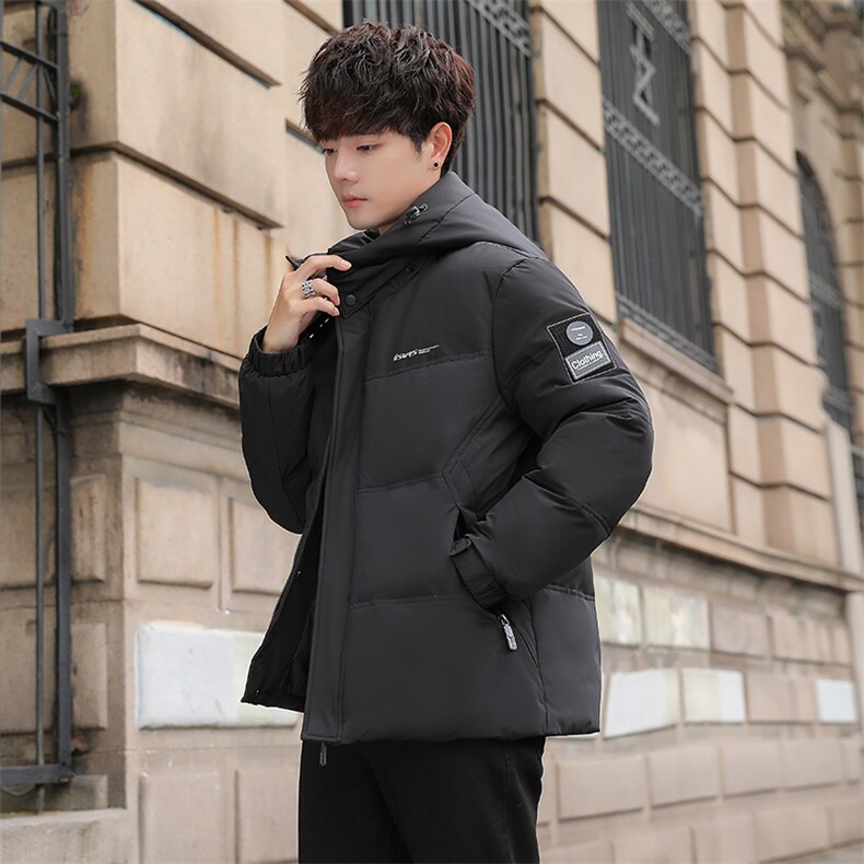 连帽轻薄潮牌日系短款外套修身学生白鸭绒羽绒服印花背带，男装羽绒服，星座301D-5(原星座1415）