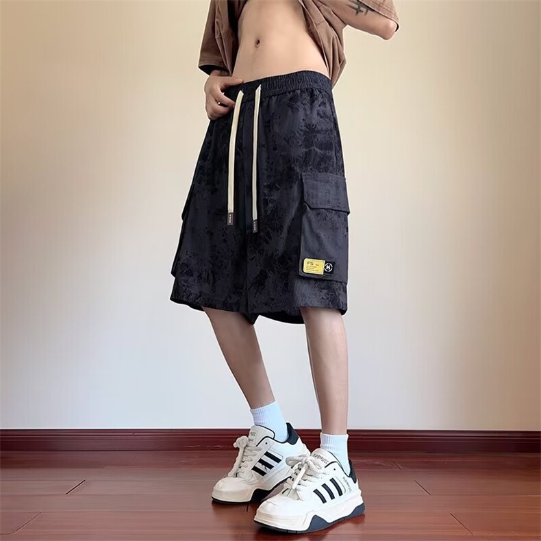 高质量休闲短裤男士韩版潮大口袋个性2024夏季ins五分裤K5472-P49,男装牛仔裤,星座412-3