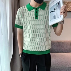 polo衫潮牌男士夏季韩版修身撞色休闲翻领针织衫痞帅冰丝短袖上衣，男装Polo衫，星座1013