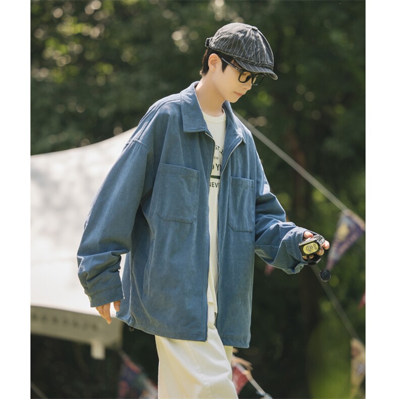 2023秋潮流灯芯绒拉链外套男cityboy休闲大码翻领夹克J25019-P85图片