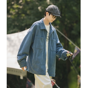 2023秋潮流灯芯绒拉链外套男cityboy休闲大码翻领夹克J25019-P85图片