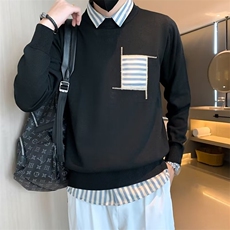 假两件毛衣男士衬衫领长袖毛线衣服春秋季外套修身针织衫S3381，男装针织衫/毛衣，星座1116A-2（原606A-1）