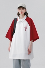 中性风新款夏季时尚百搭翻领半拉链美式短袖T恤DT466P45控68，男装T恤，A247A