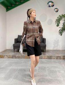 2021春季格子衬衫十2021春季五分裤，现货，女装衬衫，坚持到底