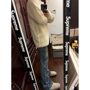 金戈铁马灰色RL半高领拉链毛衣男老钱风慵懒感加厚针织衫NB45P65图片