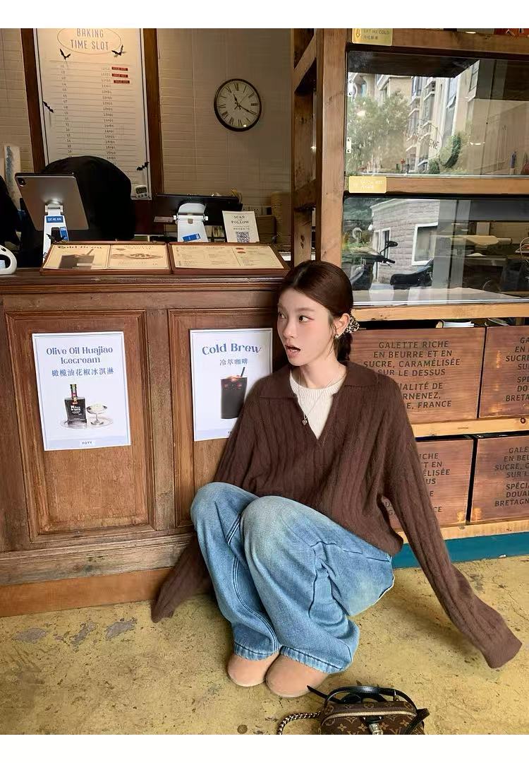 2025年秋季通勤假两件时尚百搭休闲麻花半开,女装羊毛衫,百纯羊绒