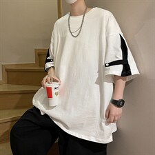 夏季韩版潮流简约半袖上衣港风宽松休闲潮牌短袖体恤衫T1094-P28，男装T恤，星座512-2