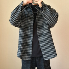 2025春新款呢子外套宽松休闲格子呢料衬衣外套A351-AJ2552-P75，男装衬衫，电商A351