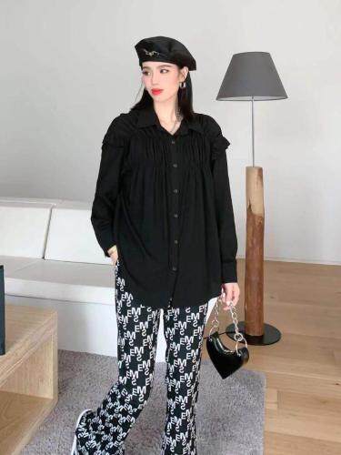 现货，木耳边衬衫，两个尺码，女装衬衫，依柏璐