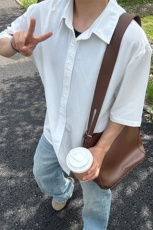 薄款冰丝短袖衬衫男简约纯色垂感休闲痞帅衬衣CS288-P20，男装衬衫，星座301C-5