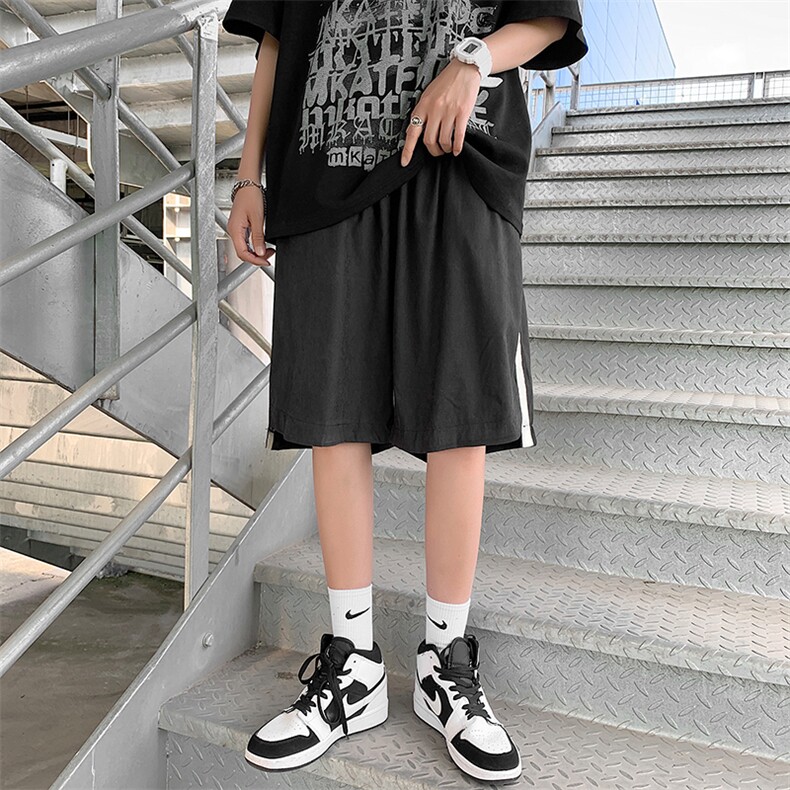 休闲宽松潮流2023夏季不规则撞色五分裤男ins韩风短裤K397-P25,男装休闲裤,星座512-2