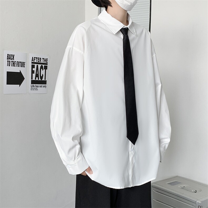 长袖衬衫男港风日系酷丝绵宽松版衬衫C410P30,男装衬衫,星座1116-2