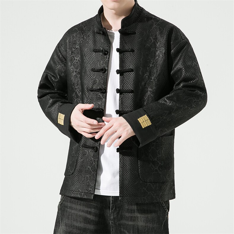 秋冬风大蟒纹修身立领休闲唐装夹克新款情侣中式外套JK92,男装夹克,星座305A（原312A-1）