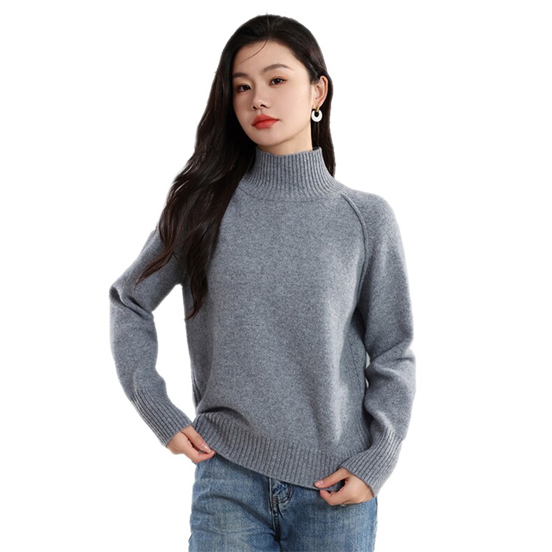 时尚百搭女士半高领针织衫简约气质修身毛衣,针织衫/毛衣,奢优羊绒