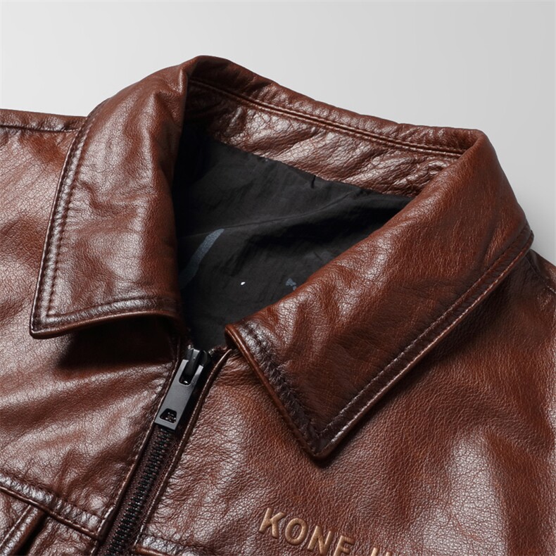 W6889新款2021皮衣男油蜡头层牛皮夹克连帽商务休闲男装P750，男装皮衣，电商B360