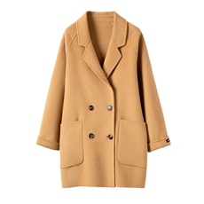 秋冬新款绵羊毛双面呢大衣女韩版时尚宽松羊毛呢外套，女装双面呢大衣，温鑫双面呢