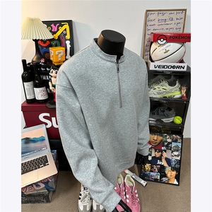 假模图秋季新款400克美式复古水洗宽松套头半拉链卫衣男外套潮P68图片