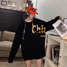 【】A003-HW3120-P45新款制造圆领卫衣女模1，男装卫衣，电商A003