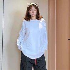 抖音得物品质26春装美式高街曼巴棉螺纹拼接卫衣圆领长袖T恤YT164，男装T恤，电商A486