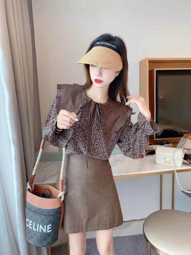 秋季新款拼接领百搭衬衫，女装衬衫，斐伦缇娜