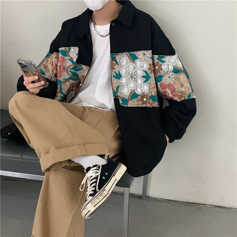 2026春季新款港风休闲宽松外套M-5XL男潮拼接翻领夹克7568P85,男装夹克,星座227-7
